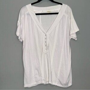 POL Women's‎ Pink Short Sleeve V-Neck Henley Shirt